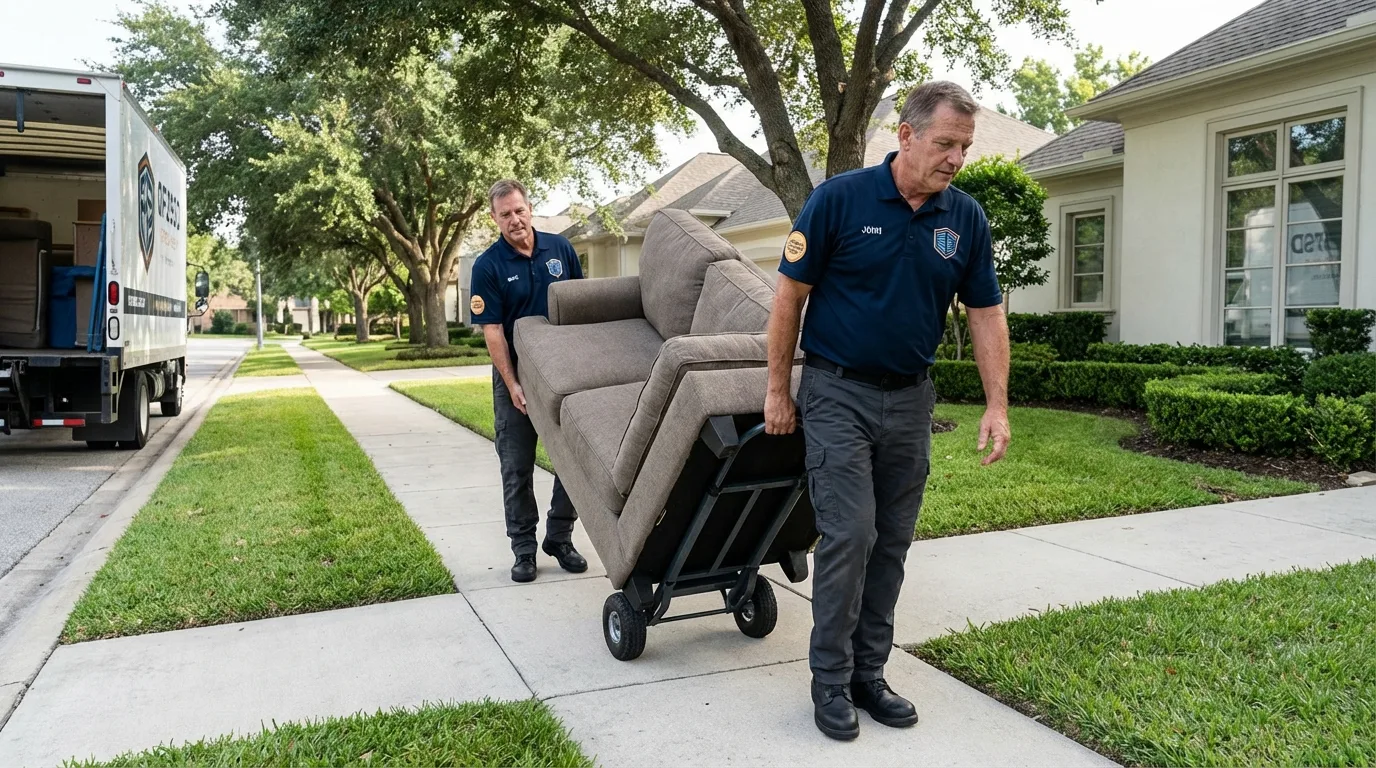 Local residential moving crew loading furniture in North Branch, MI