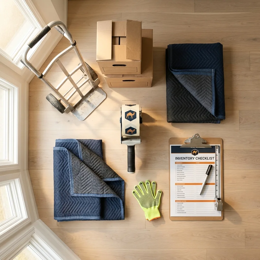 Professional moving supplies and packing materials layout for North Branch residential relocations